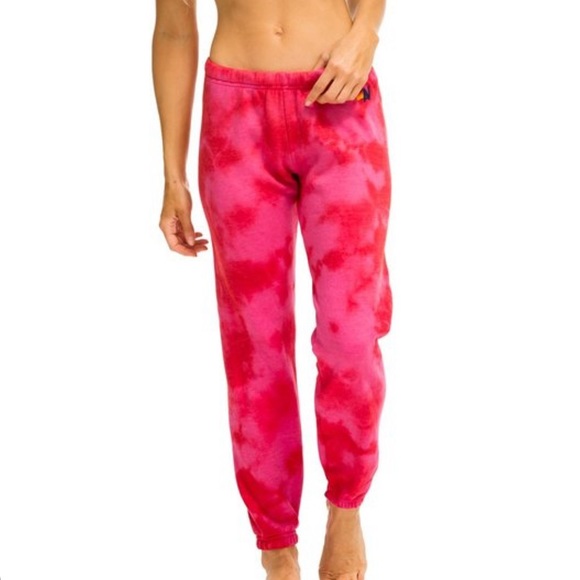 Aviator Nation Tie Dye Sweatpants Crystal Red Limited Edition Womens Sz S - Picture 6 of 6